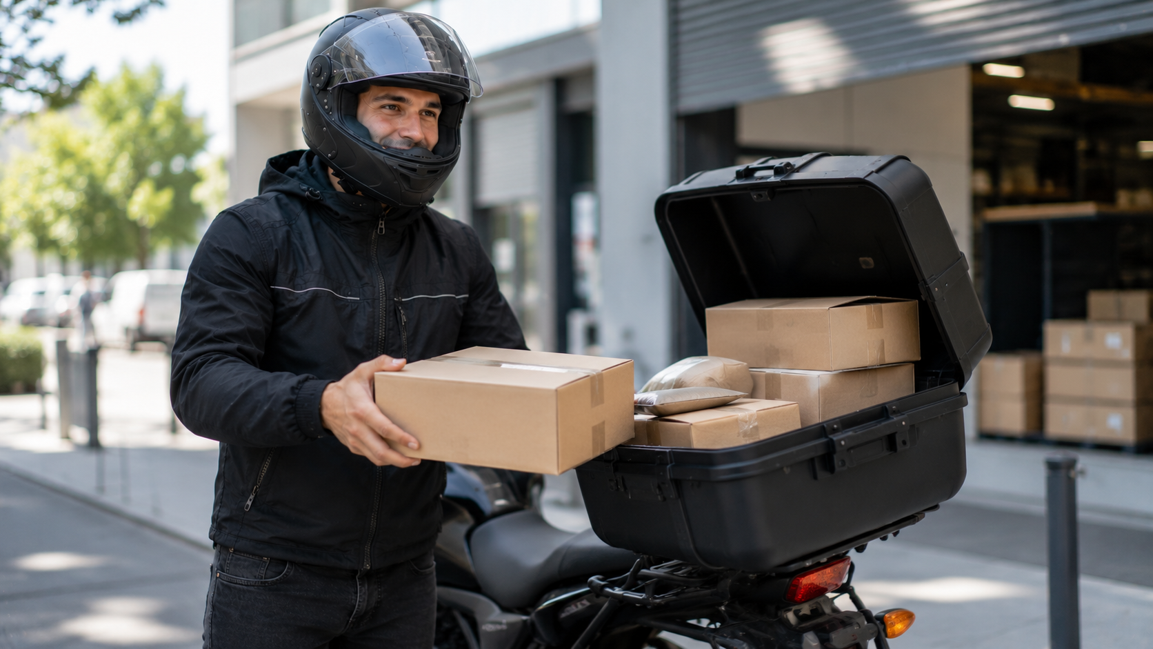 İstanbul'da e-ticaret paketleri taşıyan moto kurye